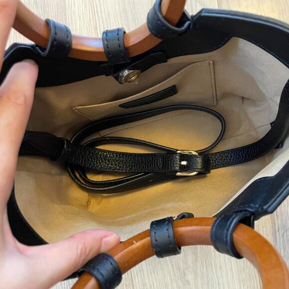 Hunting World black leather tote/ shoulder bag - Picture 5 of 6